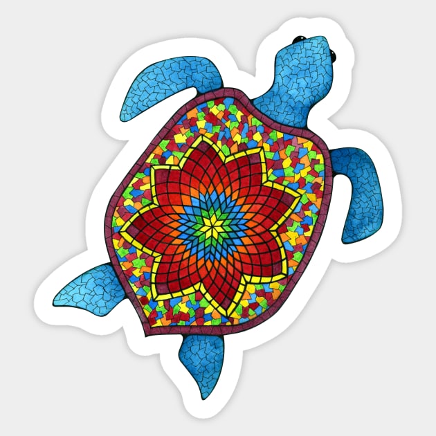 Turtley Awesome Mosaic Watercolor Turtle Sticker by studiogooz